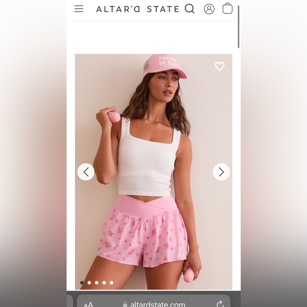 Altar'd State Pink Floral Athletic Shorts